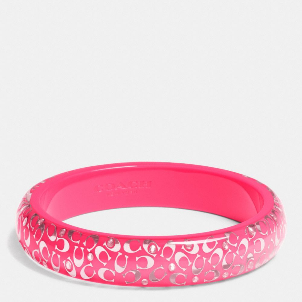 COACH f90340 C.O.A.C.H. SLIM RESIN BANGLE SILVER/NEON PINK