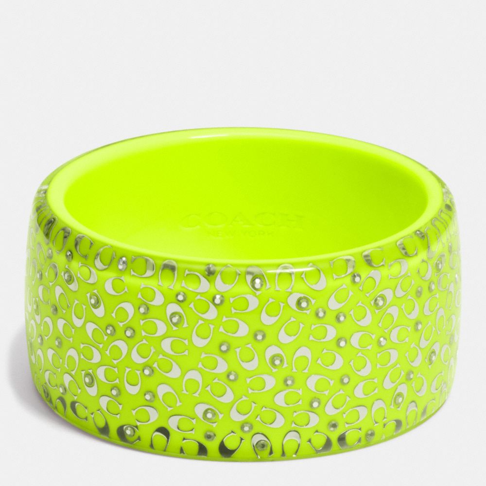 C.O.A.C.H. WIDE RESIN BANGLE - SILVER/GLO LLIGHT GOLDE - COACH F90341