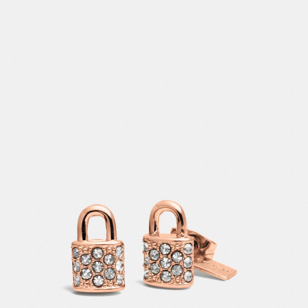 COACH F90343 Pave Padlock Stud Earrings  ROSEGOLD