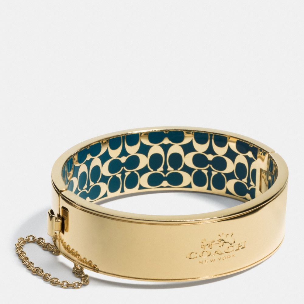 COACH METAL CHAIN HINGED BANGLE - GOLD/TEAL - COACH F90350