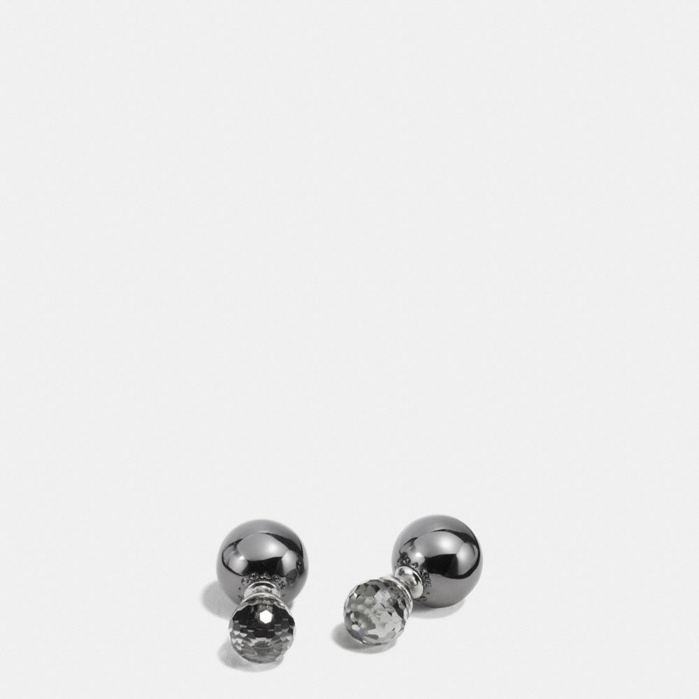 DOUBLE SPHERES QUARTS EARRINGS - f90354 - SILVER/BLACK