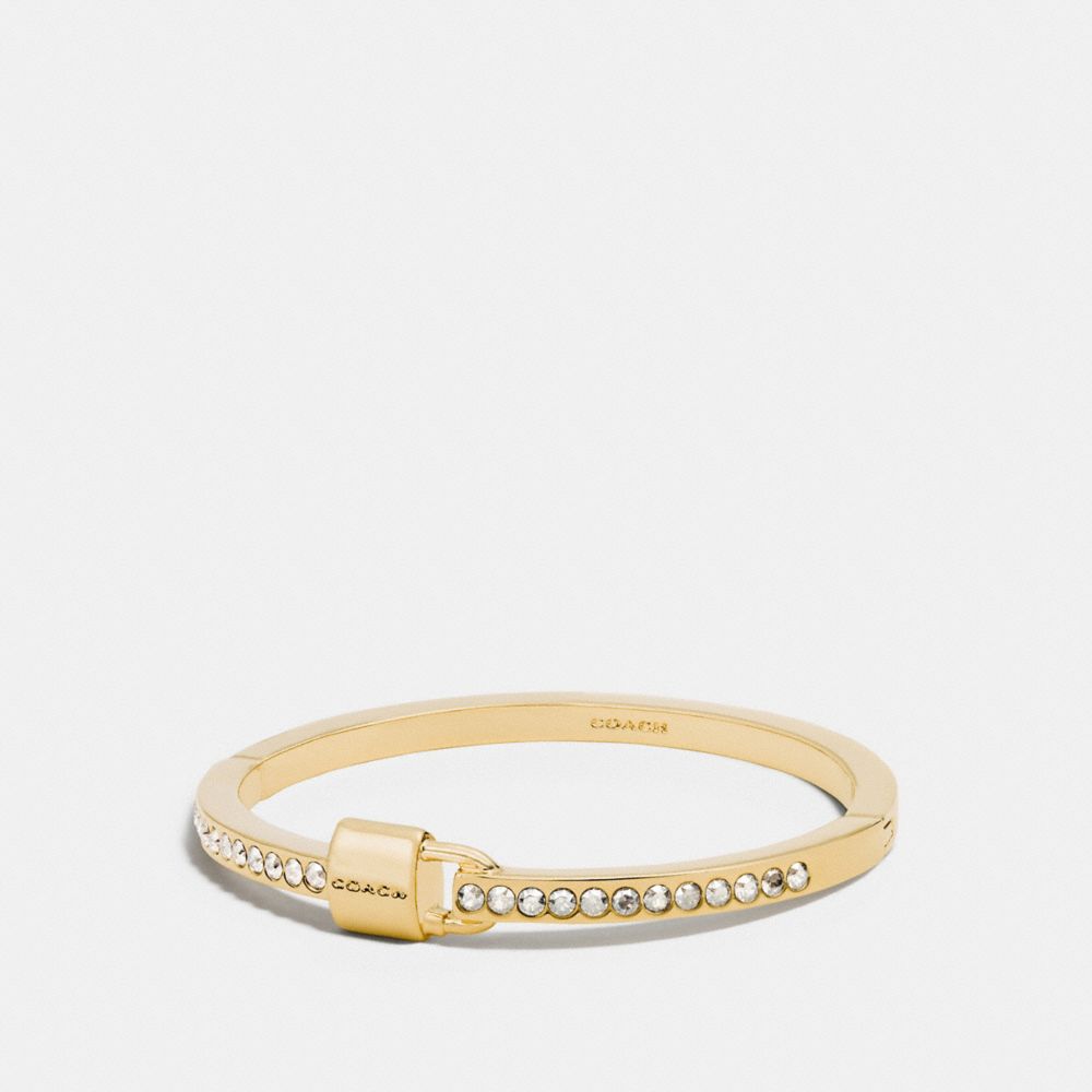 COACH f90355 PADLOCK AND PAVE HINGED BANGLE GOLD/CLEAR