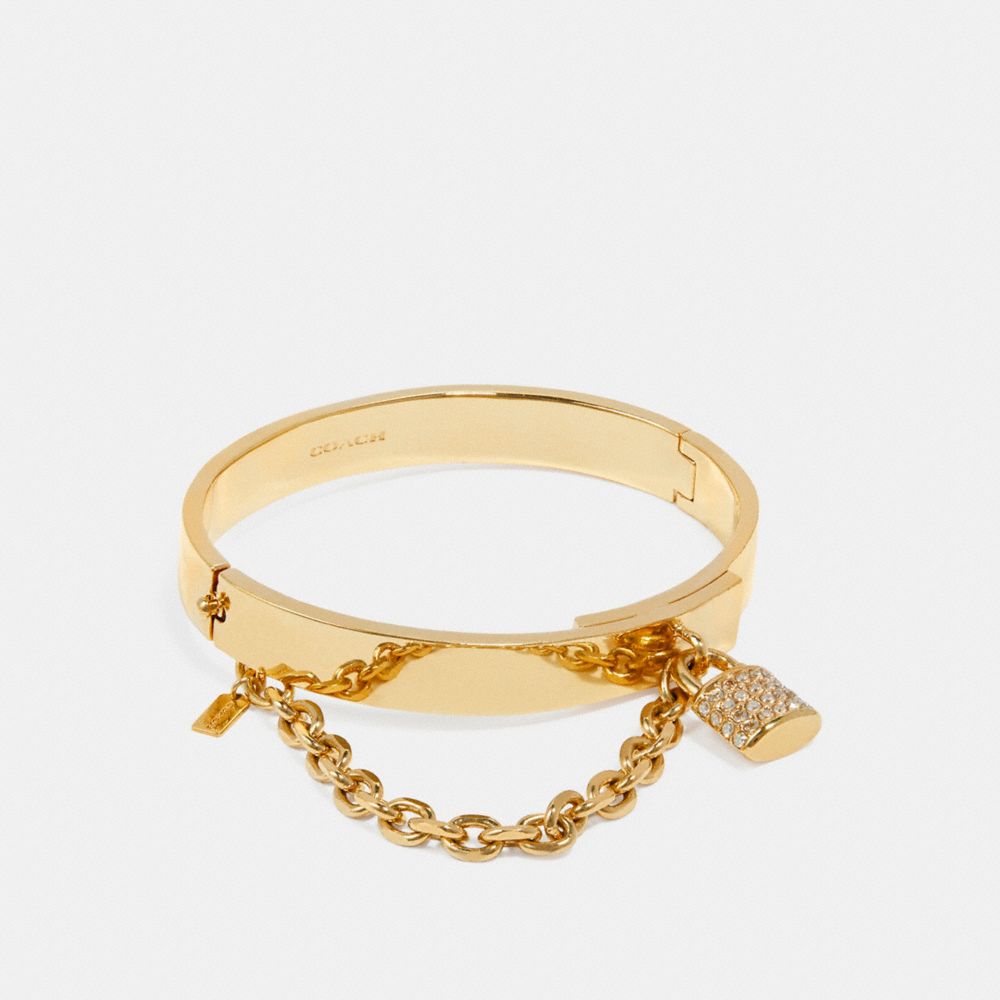 COACH F90363 PAVE PADLOCK CHAIN HINGED BANGLE GOLD