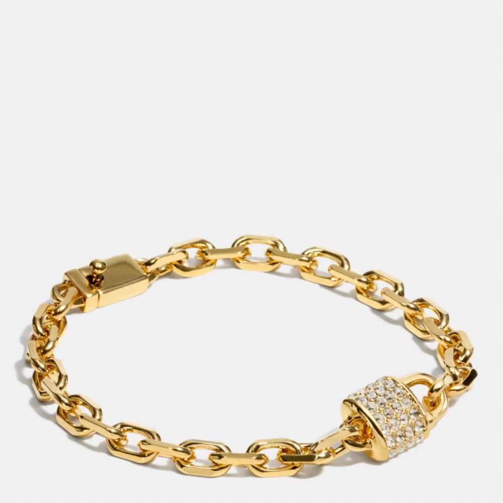 COACH F90366 Pave Padlock Chain Bracelet GOLD