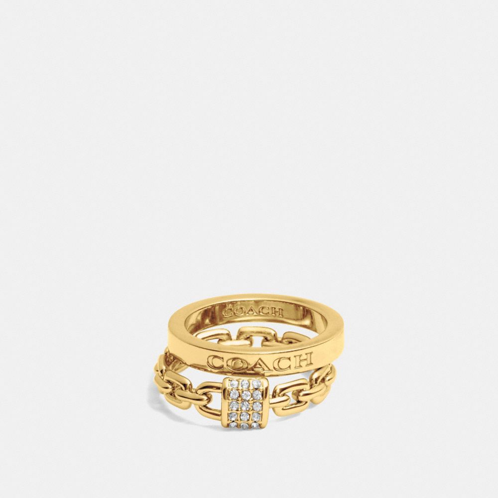 PAVE PADLOCK COACH RING SET - f90376 - GOLD