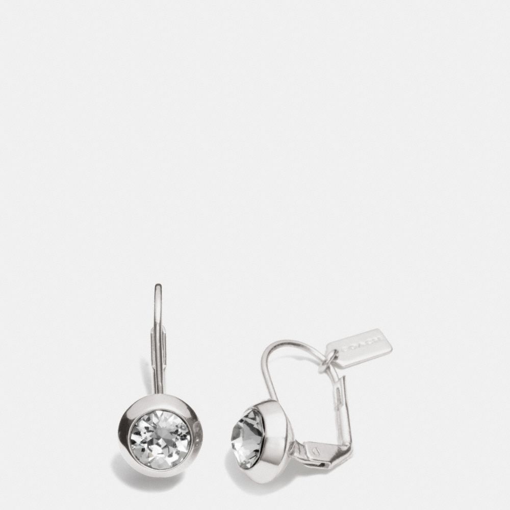 COACH F90378 - ROUND STONE DROP EARRINGS  SILVER/BLACK