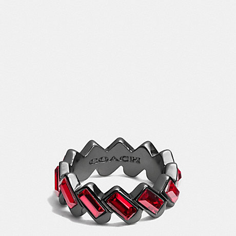 COACH HANGTAG BAGUETTE BAND RING - RED/BLACK - f90381