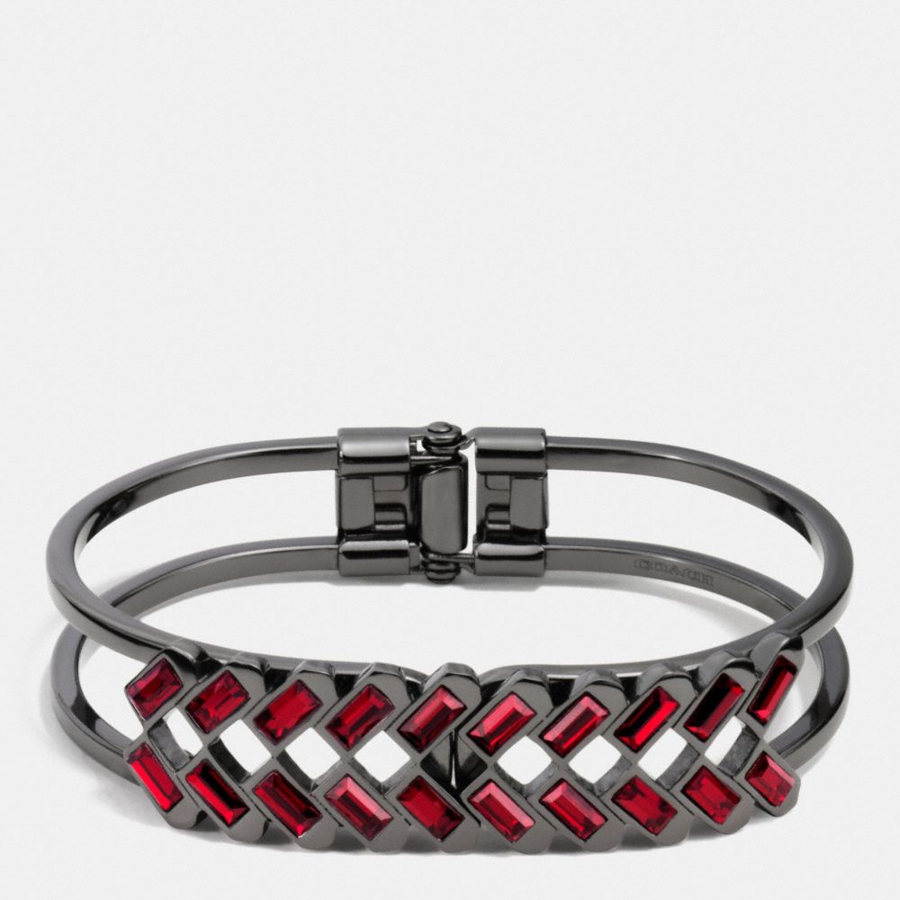 COACH HANGTAG BAGUETTE HINGED BANGLE - RED/BLACK - F90386