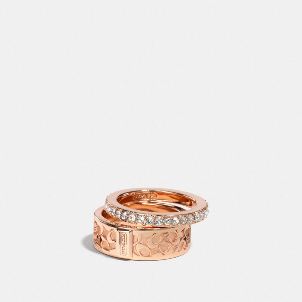 PAVE TOSSED C RING SET - f90407 - ROSEGOLD/CLEAR