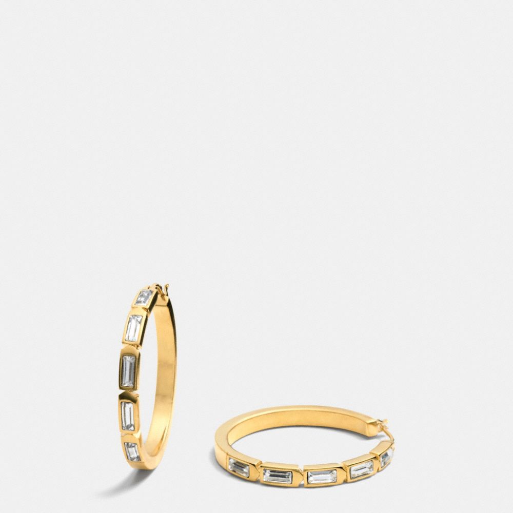 COACH F90408 Hangtag Hoop Earrings GOLD/CLEAR
