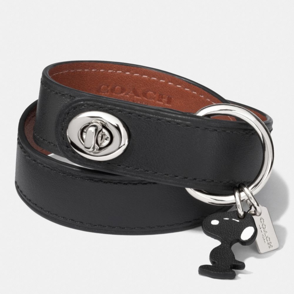 COACH F90409 Coach X Peanuts Leather Turnlock Bracelet SILVER/BLACK