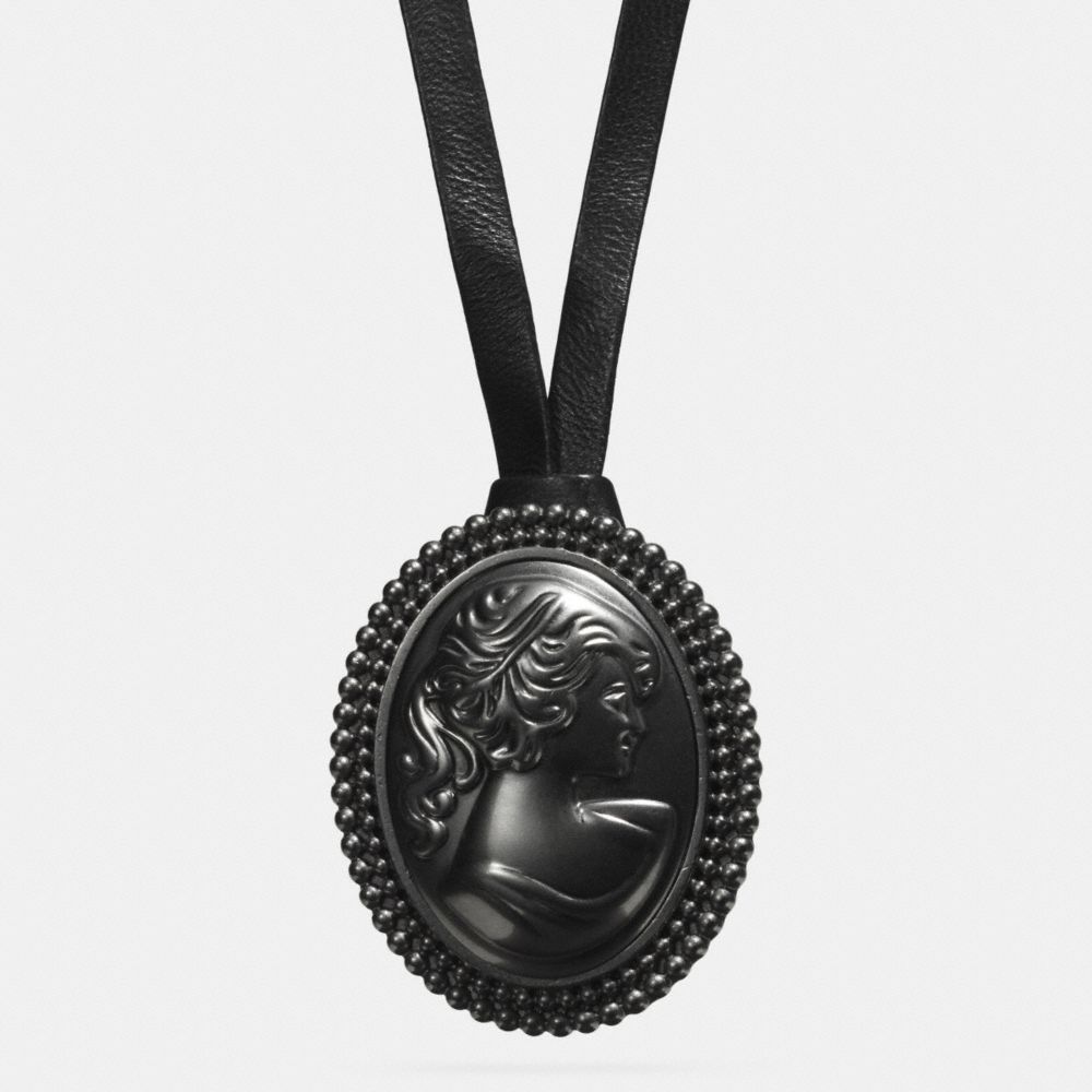 CAMEO PENDANT NECKLACE - ANTIQUE NICKEL/BLACK - COACH F90411