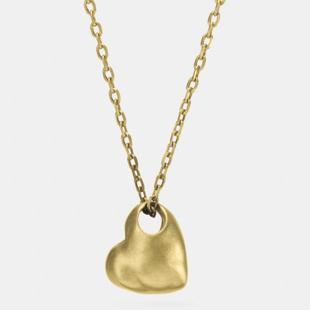 COACH SCULPTED HEART PENDANT NECKLACE - GOLD - F90446