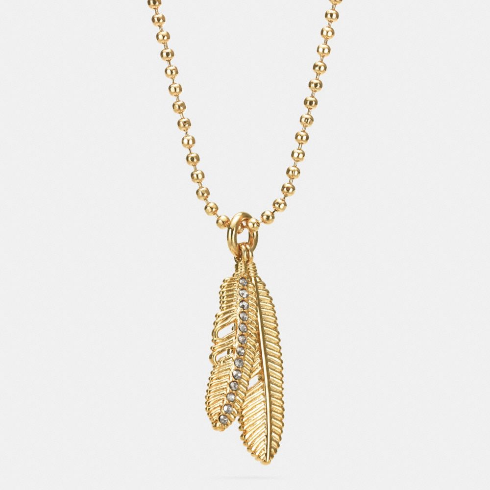 COACH F90447 - PAVE MULTI FEATHER NECKLACE  GOLD