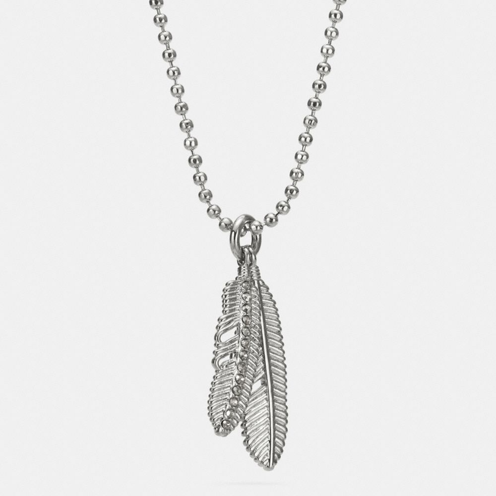 PAVE MULTI FEATHER NECKLACE - f90447 - SILVER/BLACK