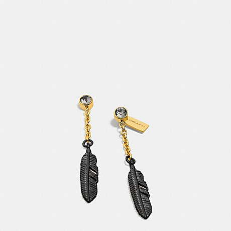 COACH F90460 PAVE METAL FEATHER DROP EARRINGS -MULTICOLOR