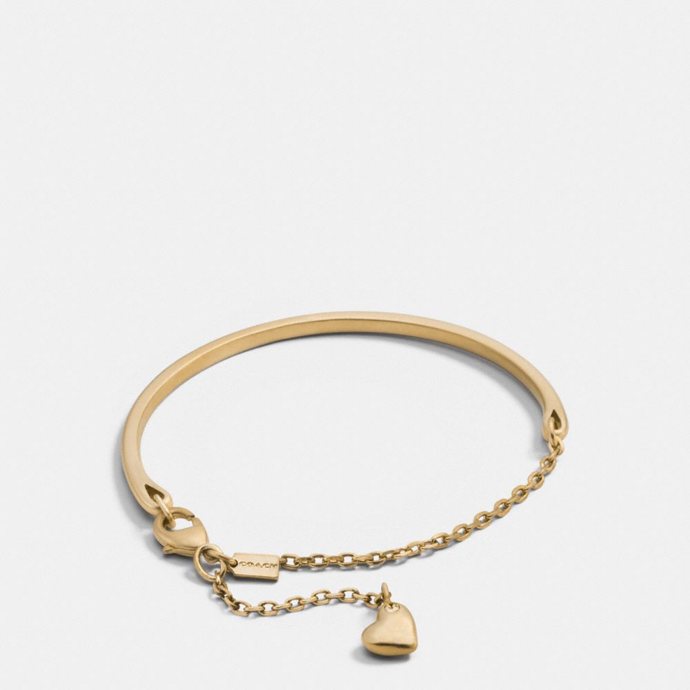 COACH f90465 PAVE SCULPTED HEART CHARM BRACELET GOLD