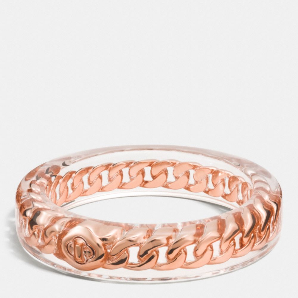 COACH f90467 TURNLOCK CURBCHAIN RESIN BANGLE ROSEGOLD