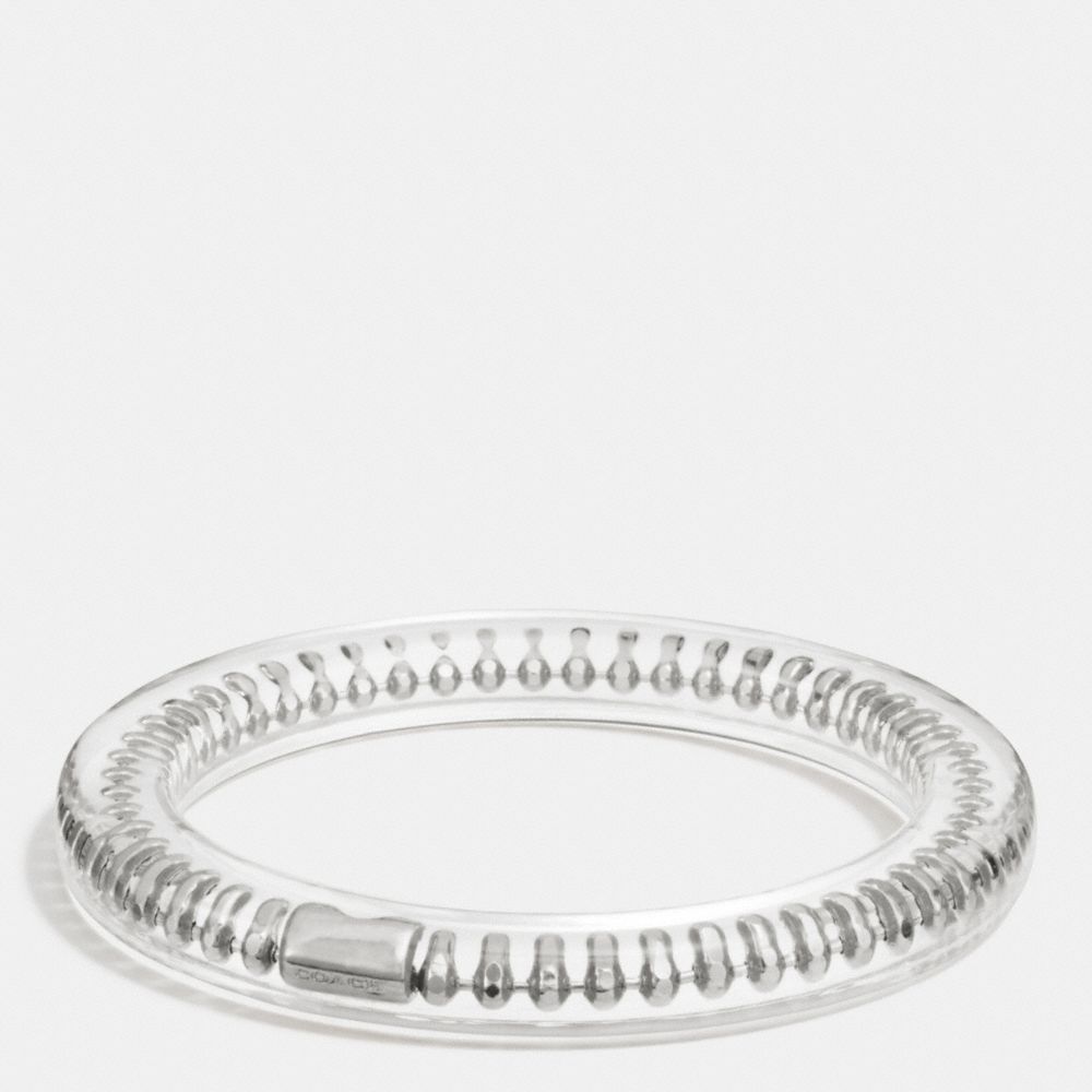 COACH BALLCHAIN PLAQUE RESIN BANGLE - SILVER - f90468