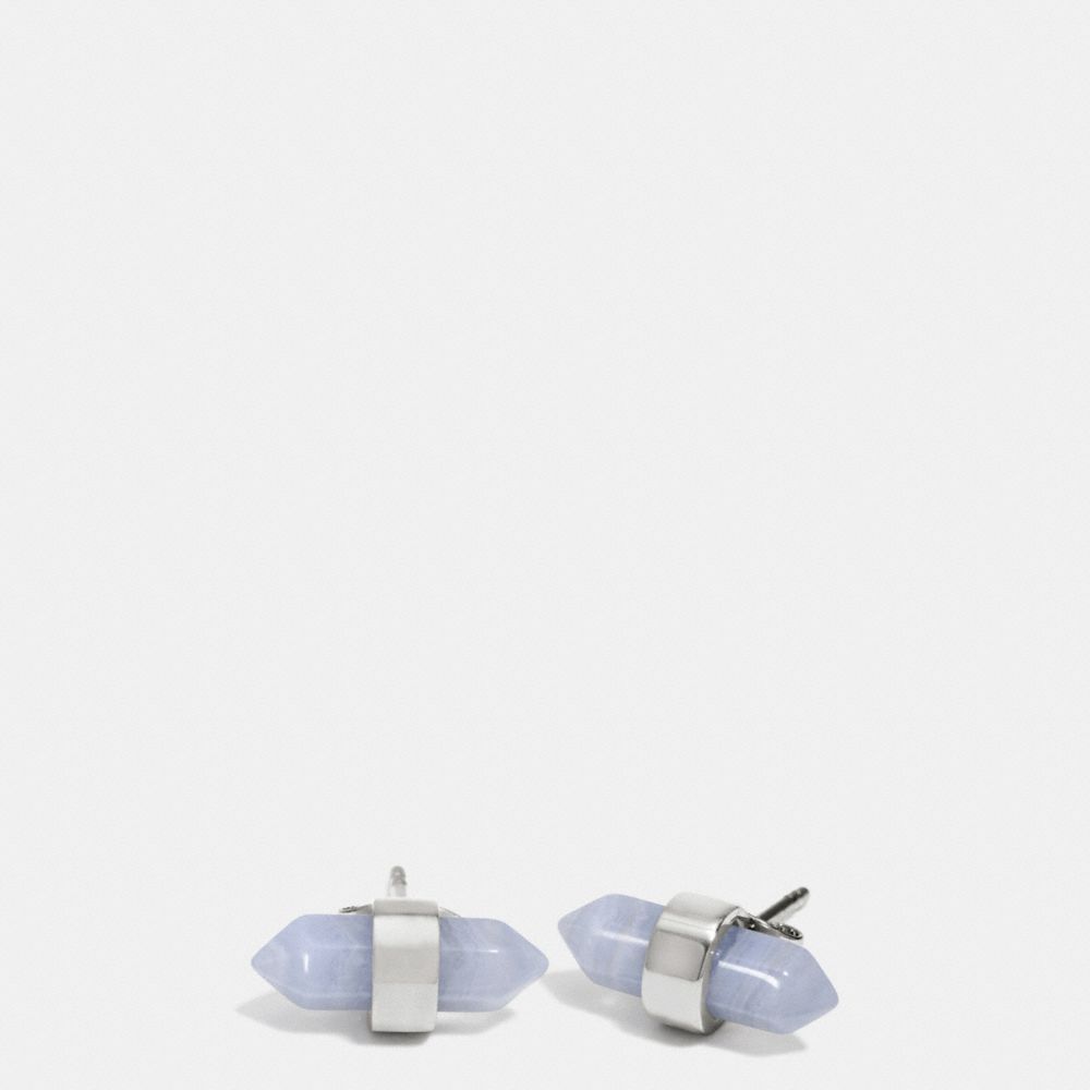 AMULET STUD EARRINGS - SILVER/PALE BLUE - COACH F90478