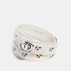 COACH F90479 - PRINTED DOUBLE WRAP TURNLOCK BRACELET SILVER/BRAMBLE ROSE