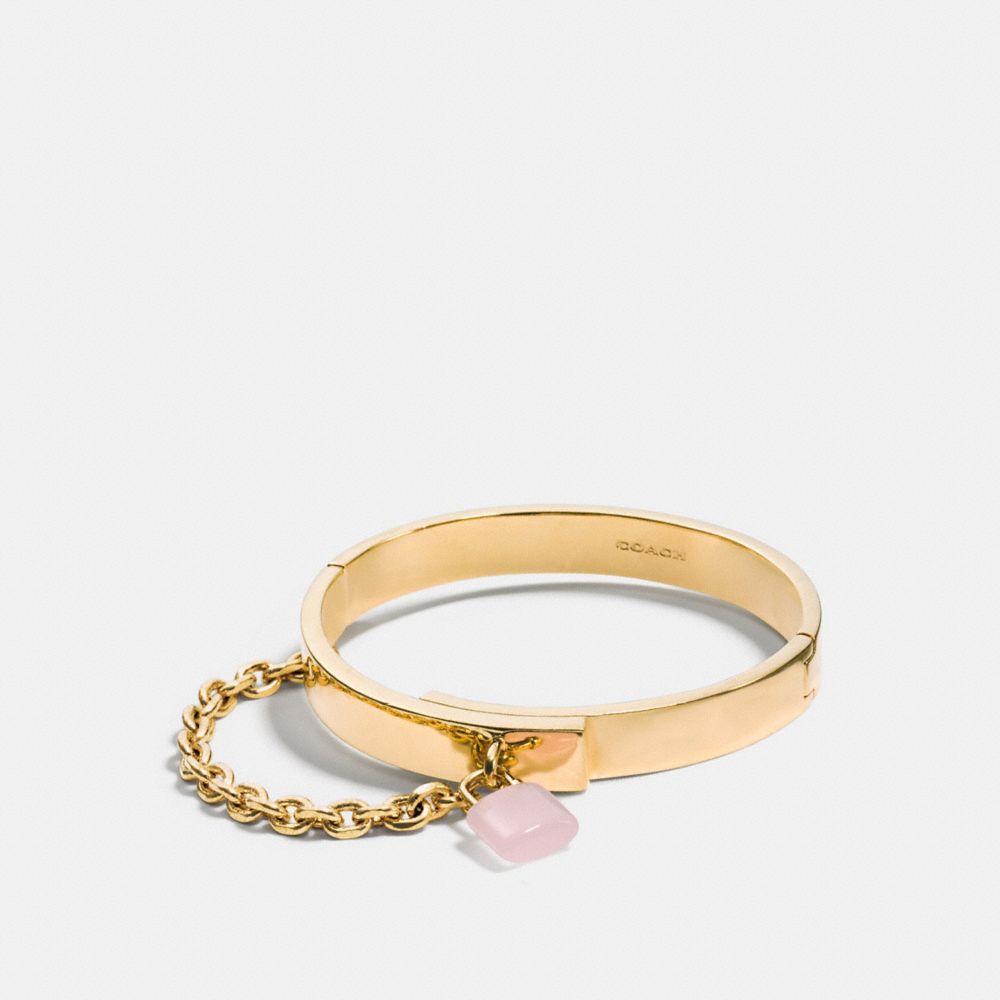 PADLOCK CHAIN HINGED BANGLE - GOLD/PETAL PINK - COACH F90502