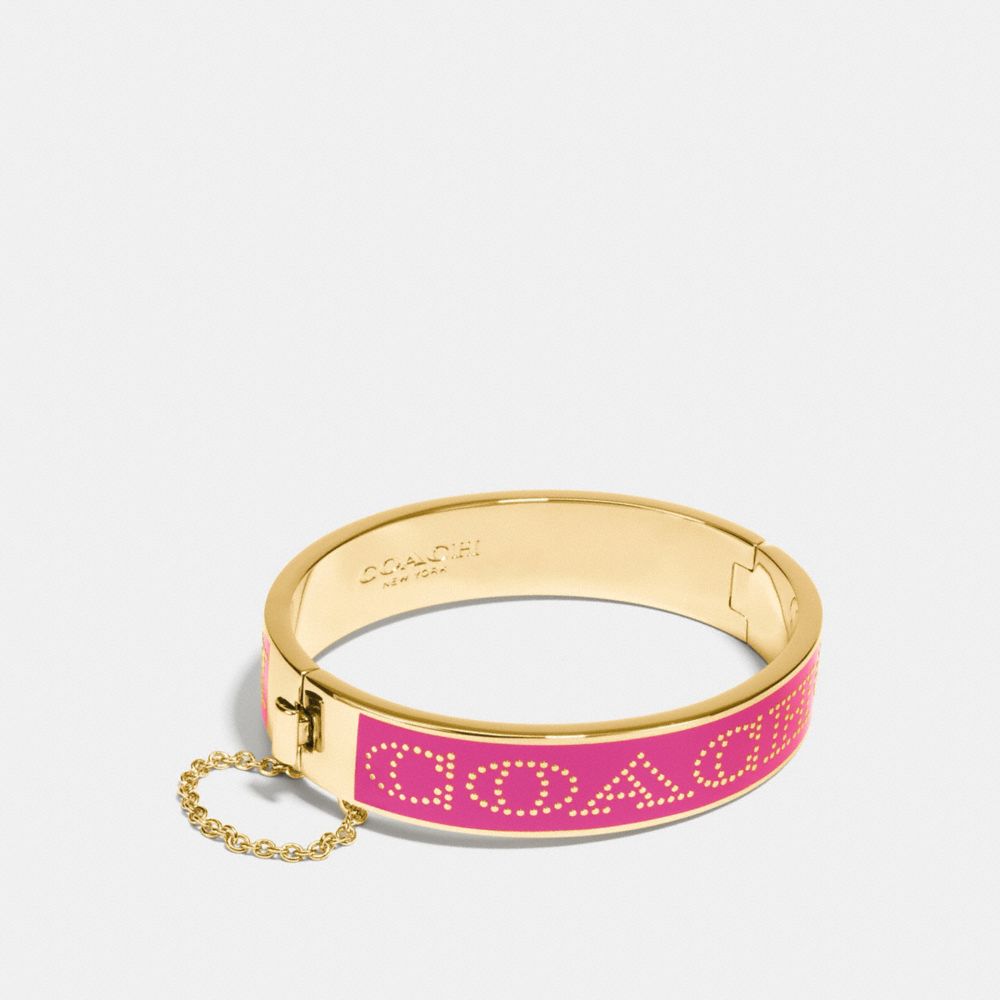 COACH HALF INCH HINGED ENAMEL BANGLE - f90509 - GOLD/PINK RUBY