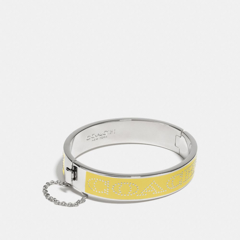 COACH HALF INCH HINGED ENAMEL BANGLE - f90509 - SILVER/YELLOW