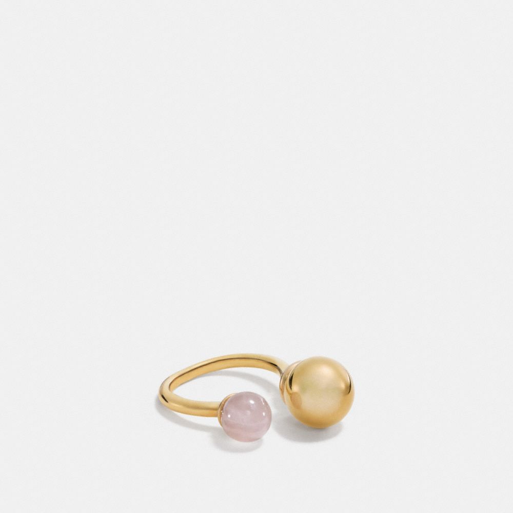 COACH DOUBLE SPHERES RING - GOLD/PETAL PINK - F90516