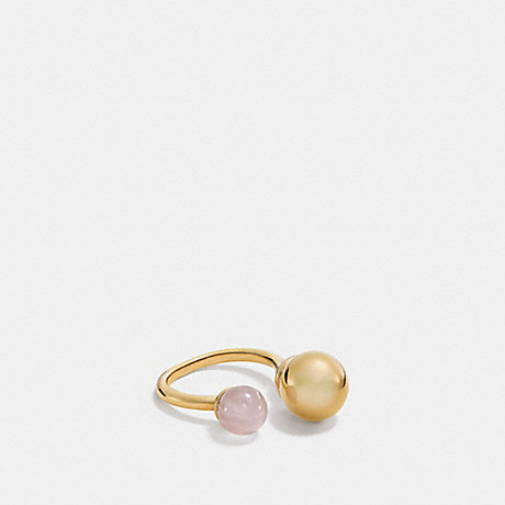 COACH DOUBLE SPHERES RING - GOLD/PETAL PINK - f90516