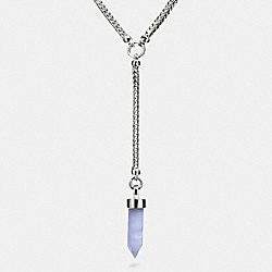 COACH F90518 Amulet Lariat Long Necklace SILVER/PALE BLUE