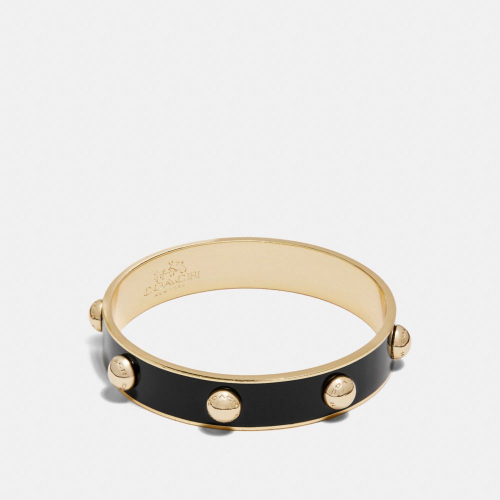 COACH HALF INCH ENAMEL RIVET BANGLE - COACH f90519 - GOLD/BLACK