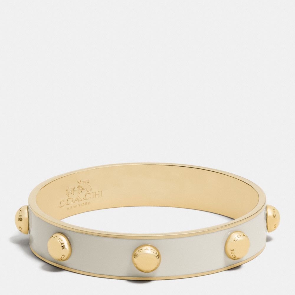 COACH HALF INCH ENAMEL RIVET BANGLE - f90519 - GOLD/CHALK