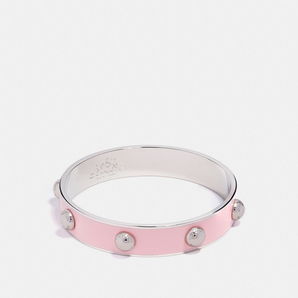 COACH HALF INCH ENAMEL RIVET BANGLE - f90519 - SILVER/PETAL PINK