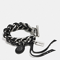 COACH F90522 Leather Laced Cameo Toggle Bracelet SILVER/BLACK