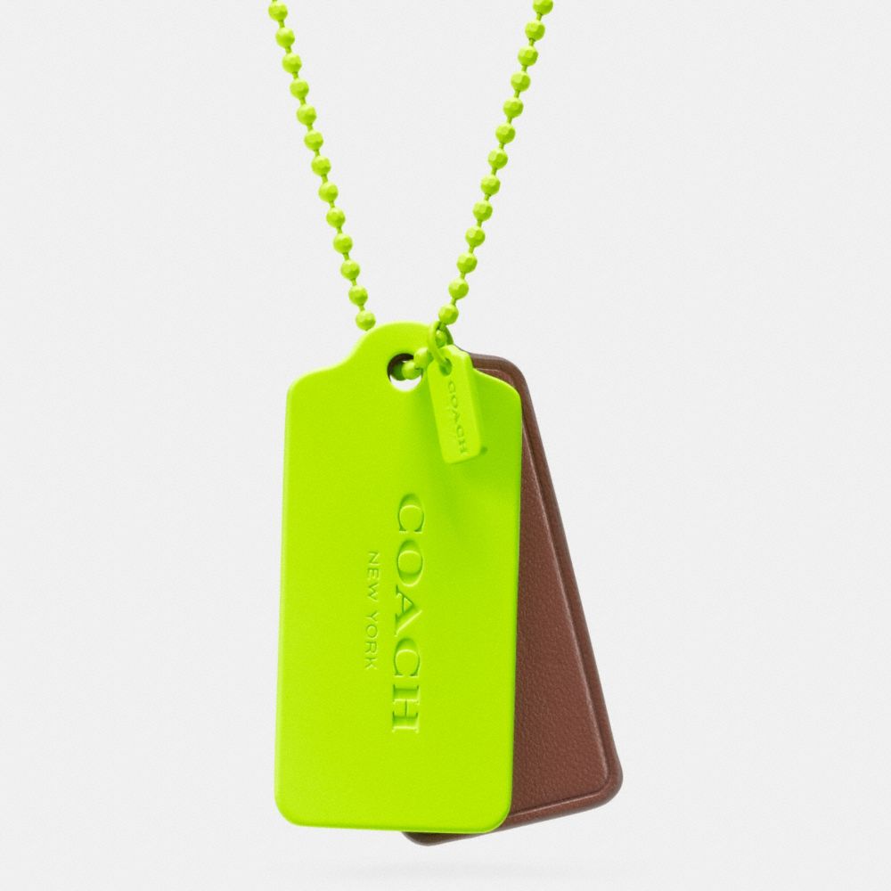 COACH C.O.A.C.H. NOVELTY HANGTAG NECKLACE - GLO LIME/SADDLE GLO LIME - f90550