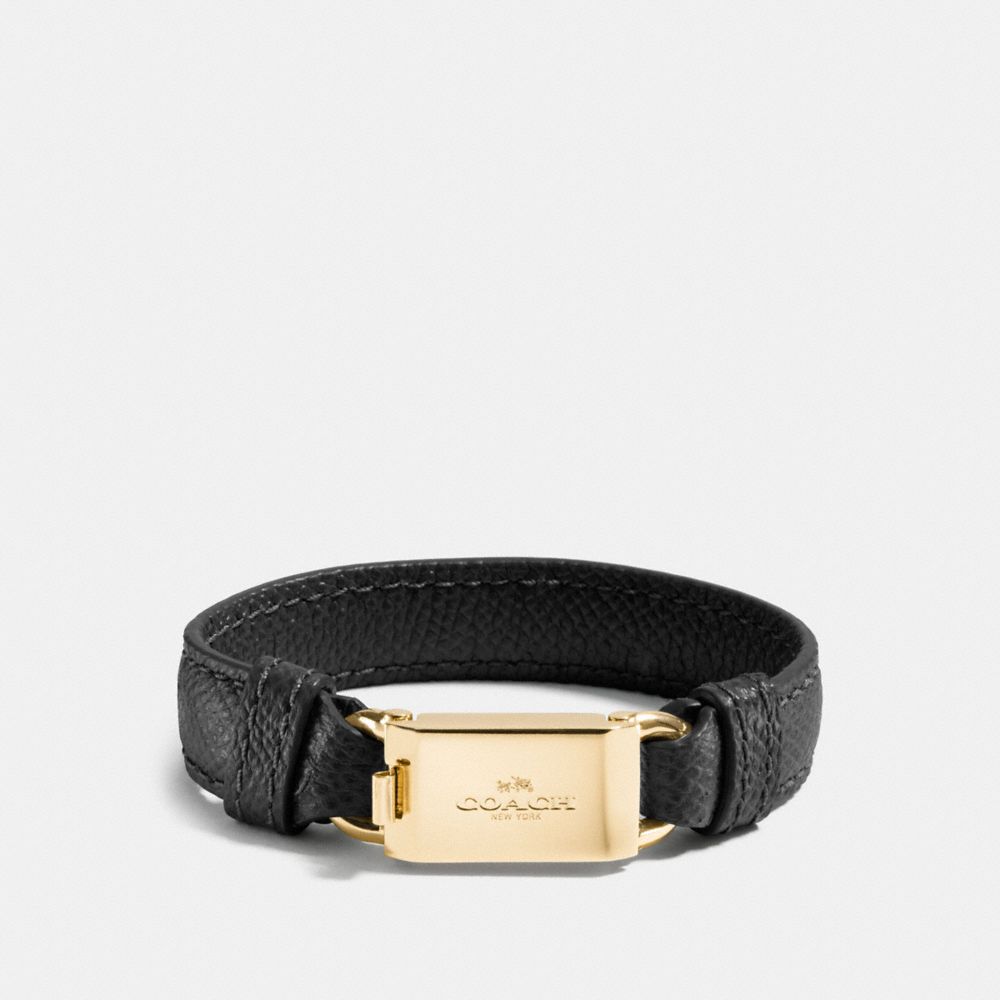 LEATHER HORSE AND CARRIAGE ID BRACELET - f90590 - GOLD/BLACK