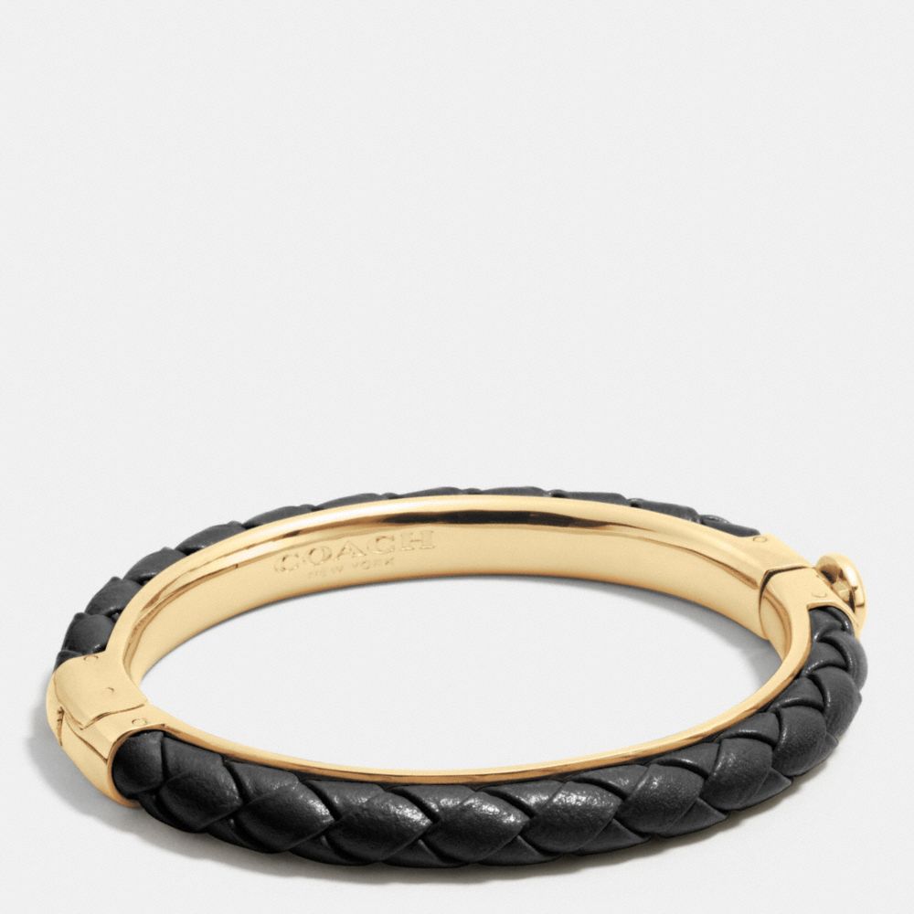 COACH F90599 - BRAIDED LEATHER HINGED BANGLE GOLD/BLACK