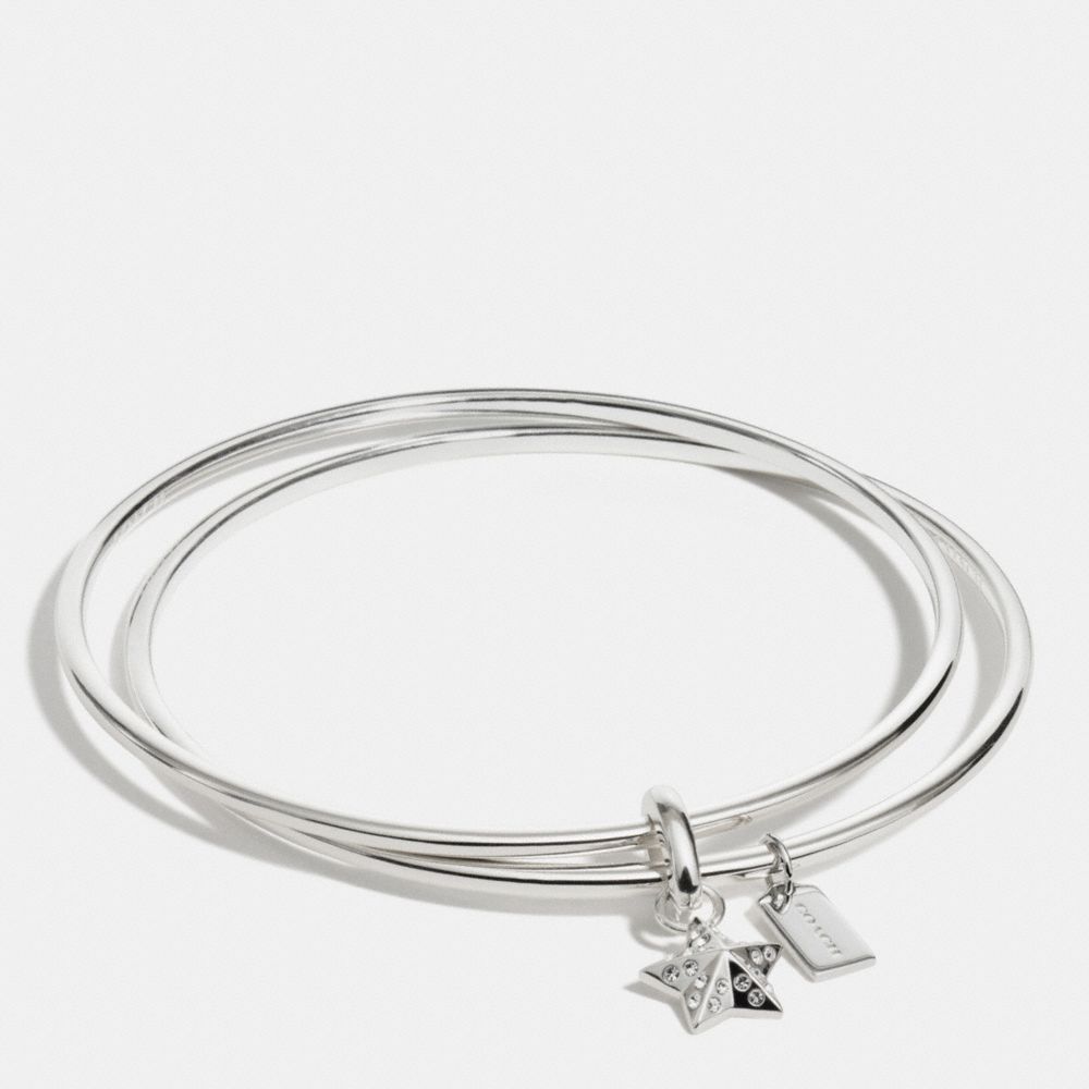 STERLING PAVE STAR BANGLE SET - SILVER/CLEAR - COACH F90609