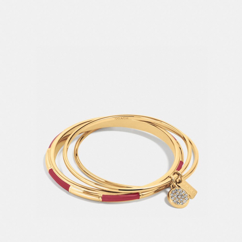 COACH F90662 - COACH PLAQUE BANGLE SET GOLD/BLACK CHERRY