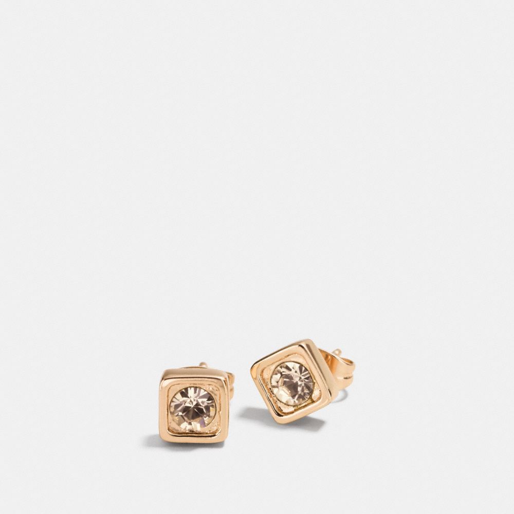 COACH PAVE SQUARE STUD EARRINGS - GOLD - COACH F90665