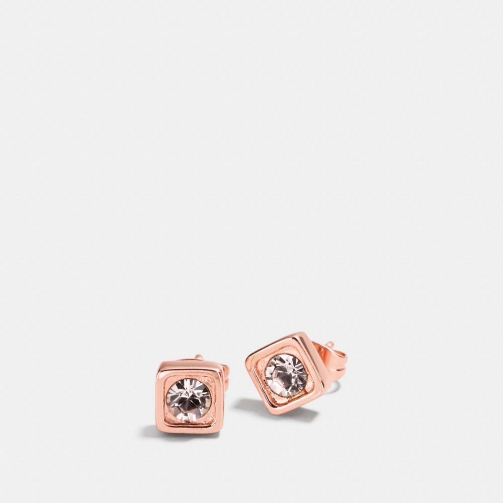COACH PAVE SQUARE STUD EARRINGS - COACH f90665 - ROSEGOLD
