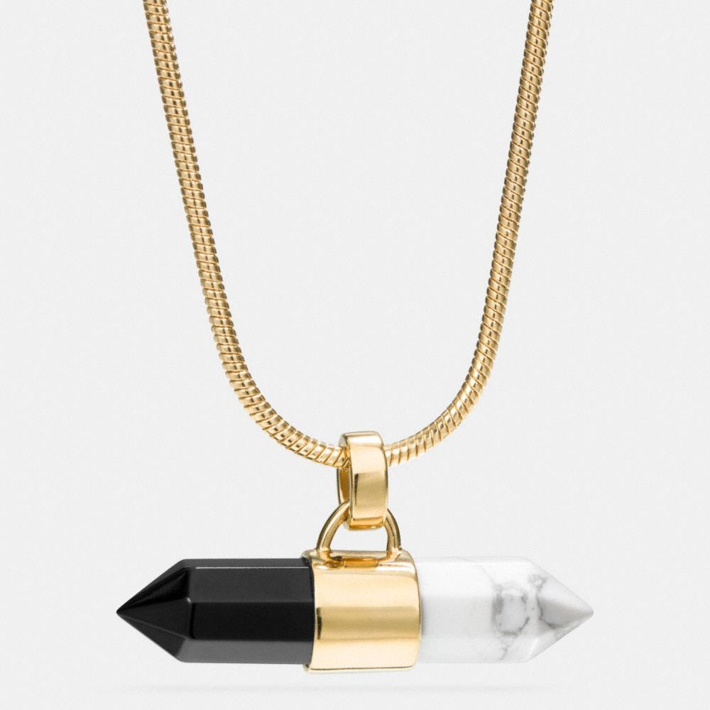 COACH F90678 Long Two Tone Amulet Necklace GOLD/BLACK/ CHALK