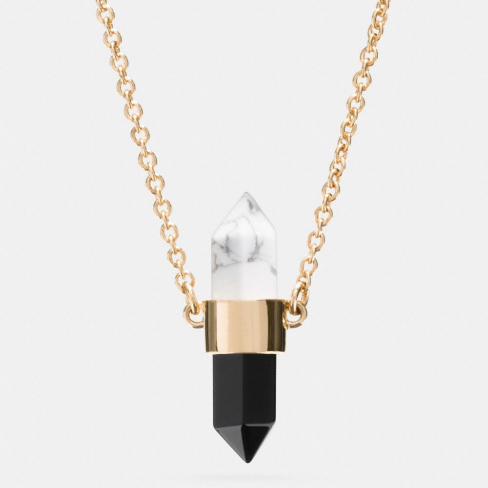 COACH TWO TONE AMULET NECKLACE - GOLD/BLACK/ CHALK - f90681