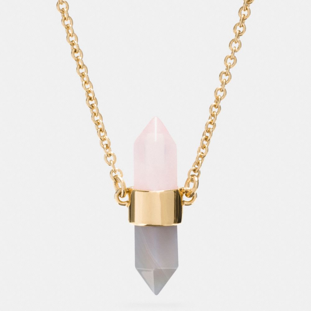 COACH TWO TONE AMULET NECKLACE - GOLD/STONE/ BLUSH - f90681