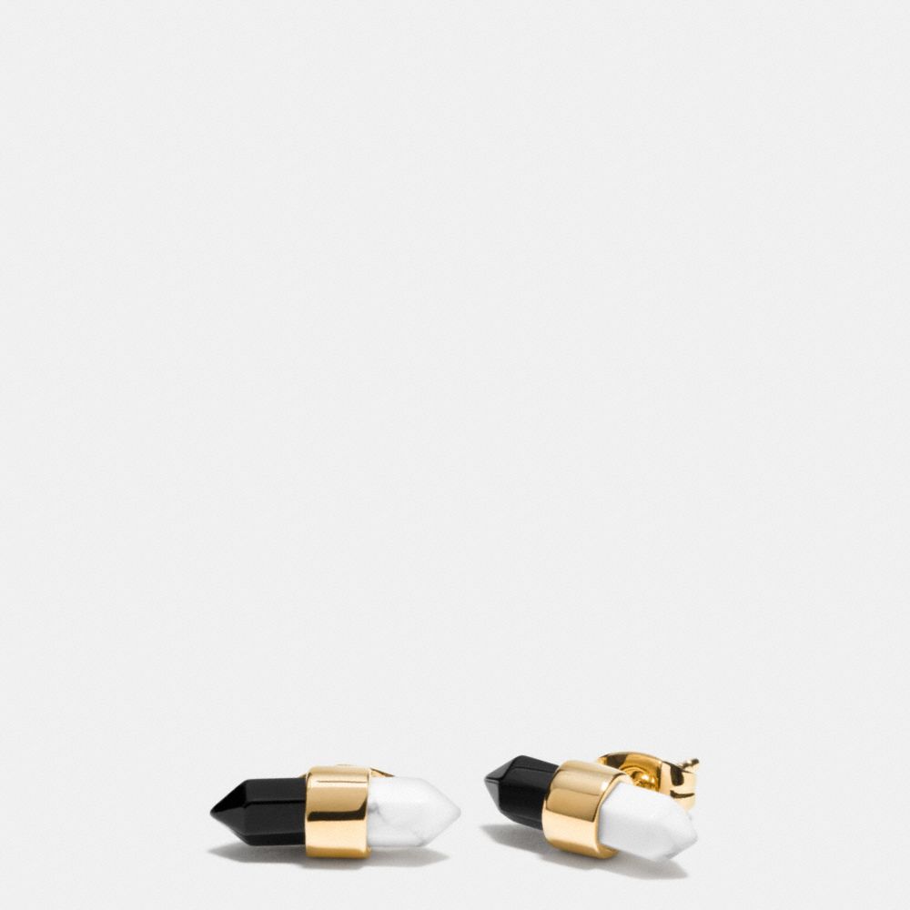 COACH F90685 Two Tone Amulet Stud Earrings GOLD/BLACK/ CHALK