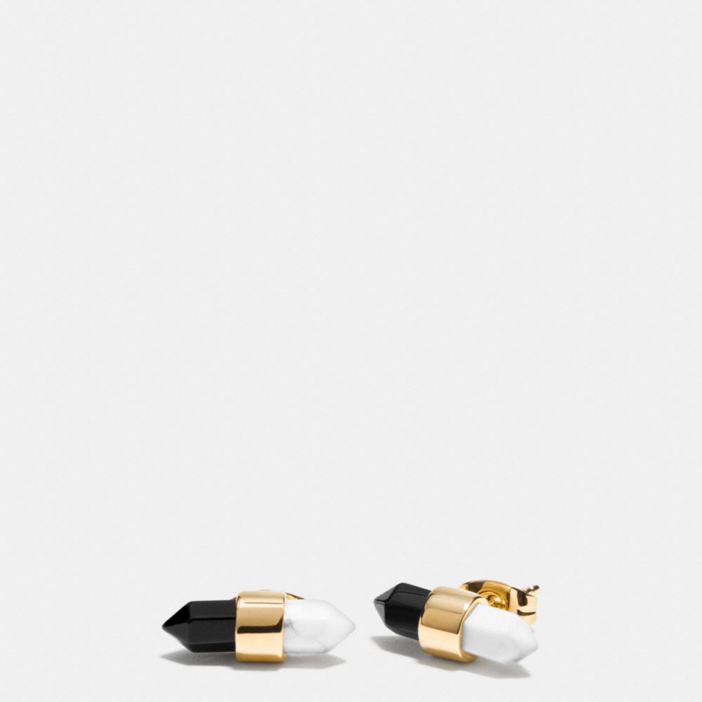 TWO TONE AMULET STUD EARRINGS - GOLD/BLACK/ CHALK - COACH F90685