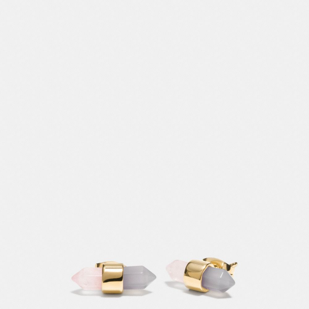 COACH F90685 Two Tone Amulet Stud Earrings GOLD/STONE/ BLUSH