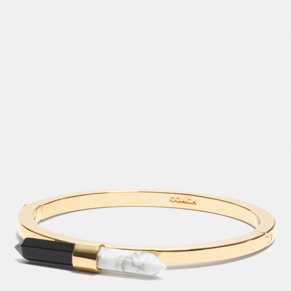 TWO TONE AMULET HINGED BANGLE - f90687 - GOLD/BLACK/ CHALK