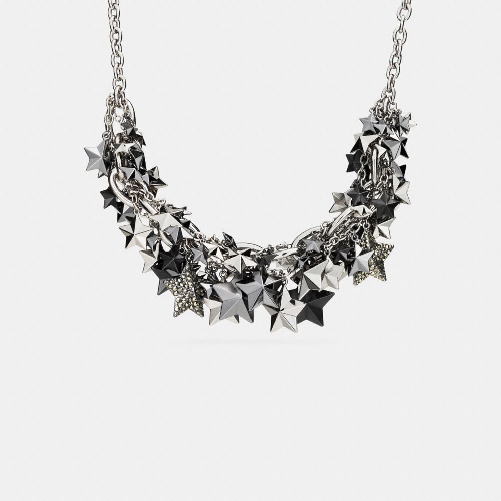 COACH F90690 - PAVE CLUSTERED METAL STARS NECKLACE SILVER/MULTI